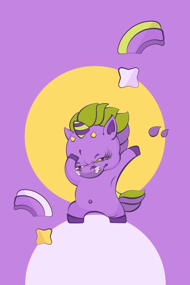 Cute little rock devil unicorn vector