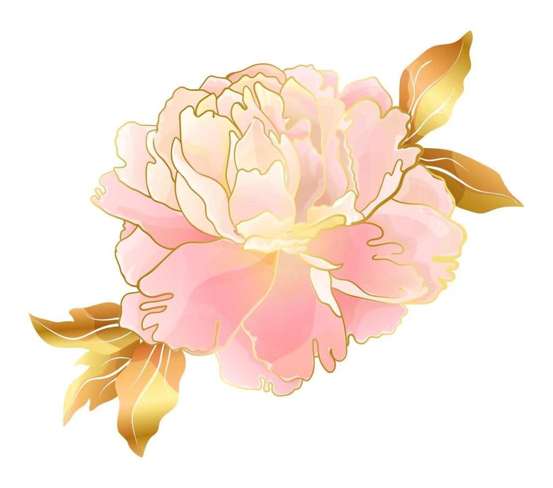 Cream pink peony flower in oriental trend vector