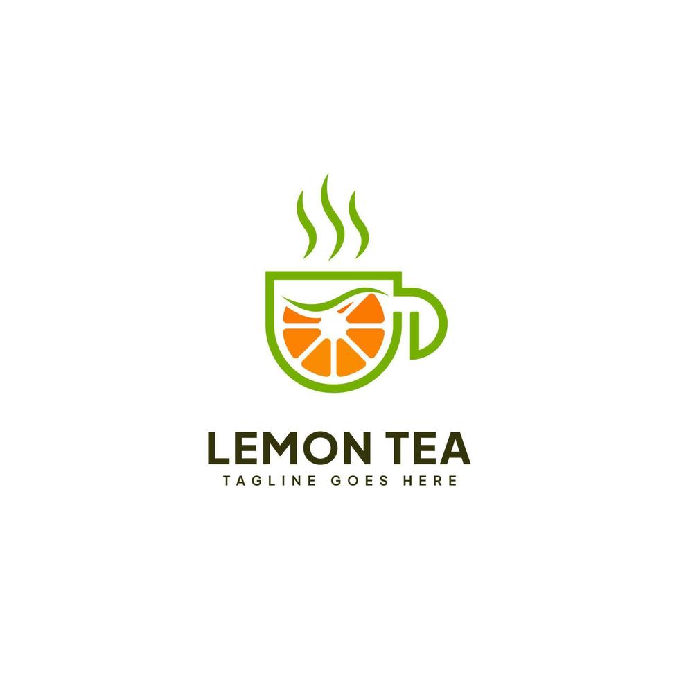 Creative Line Art Lemon Tea Logo Vector