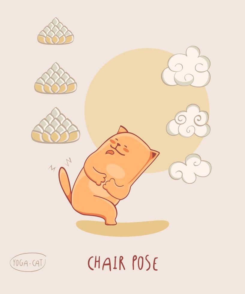 Red Yoga-Cat in Chair pose vector