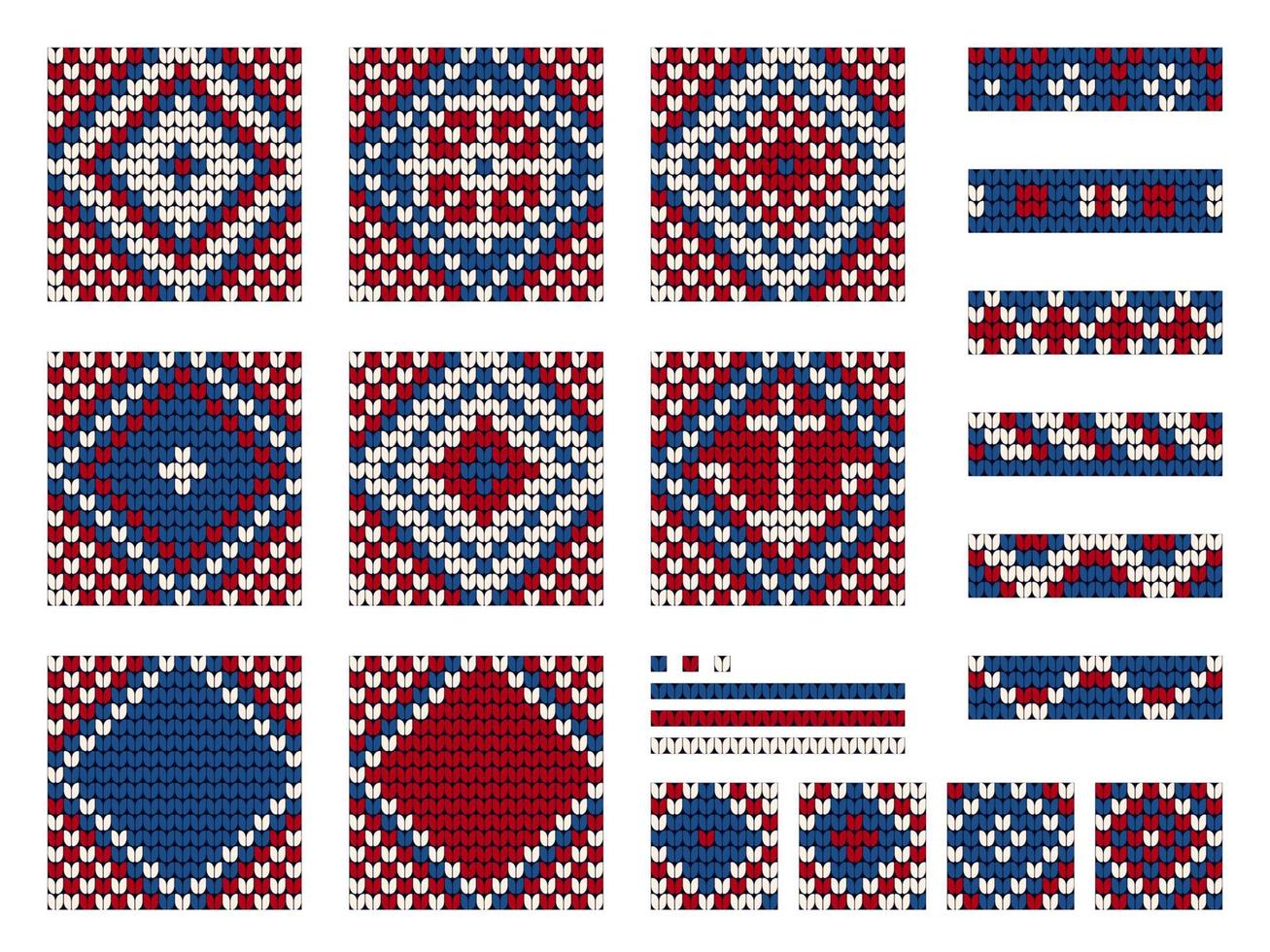 Set of Grandma marine knitting patterns vector