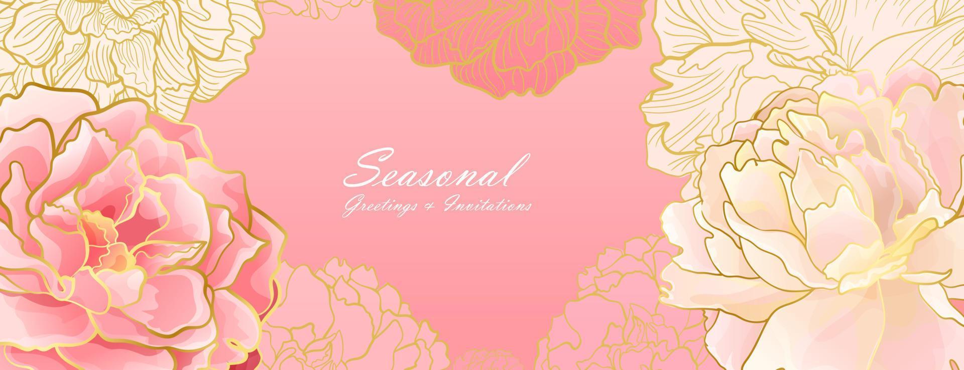 Soft pink peony header banner 12700092 Vector Art at Vecteezy