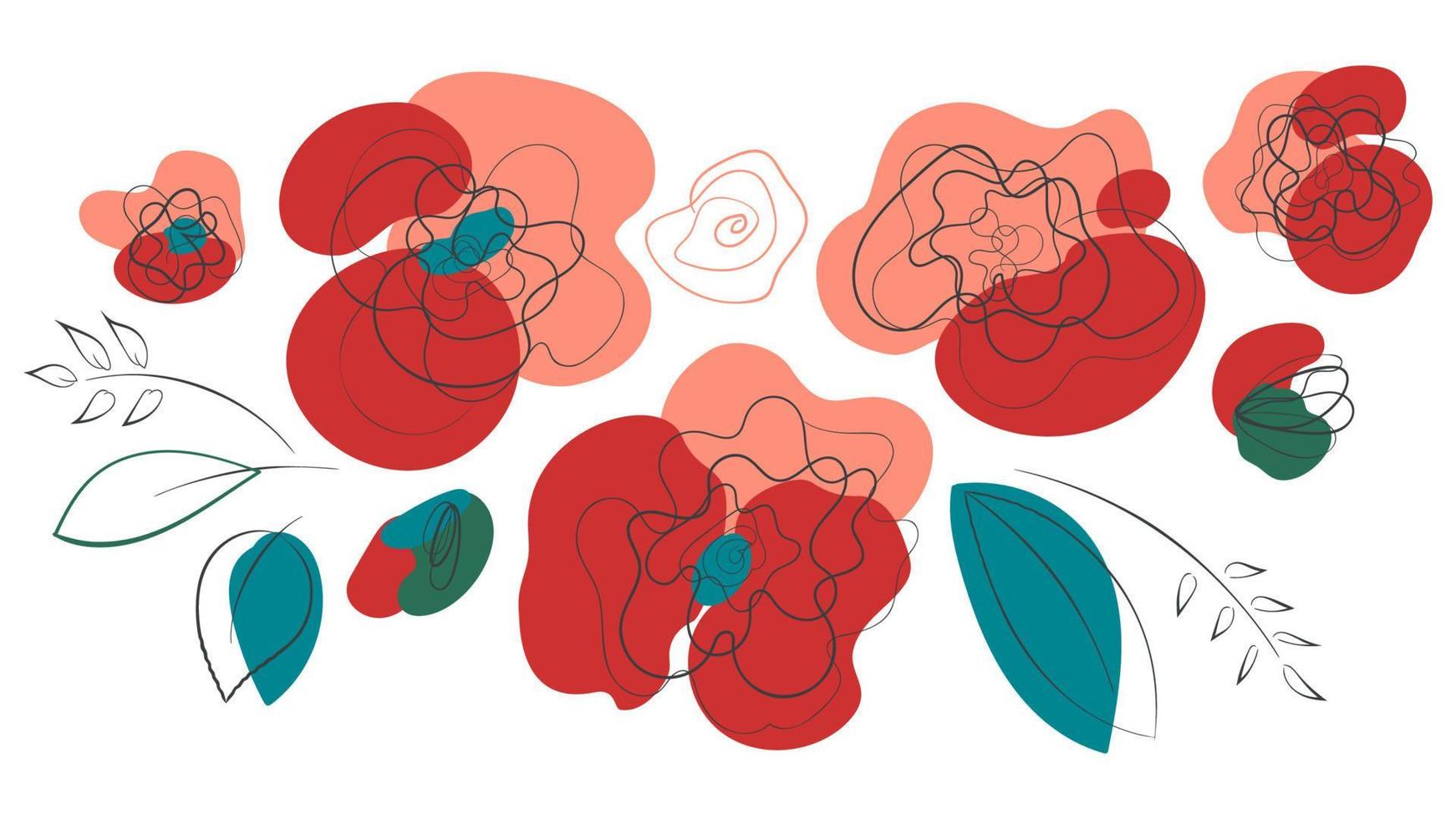 Meadow papaver flowers abstract header vector