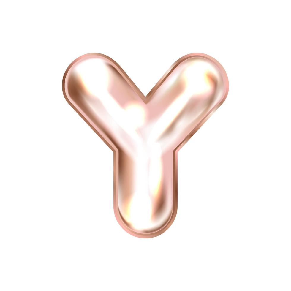 Perl pink foil inflated alphabet symbol, isolated letter Y vector