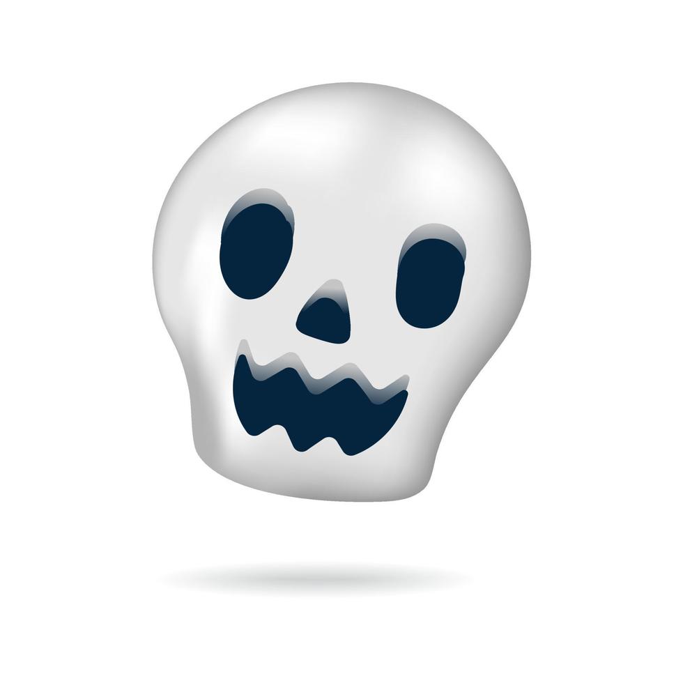 lindo 3d blanco cráneo icono feliz halloween elementos decorativos objetos vacaciones dibujos animados icono truco o trato espeluznante boo ilustración vectorial vector