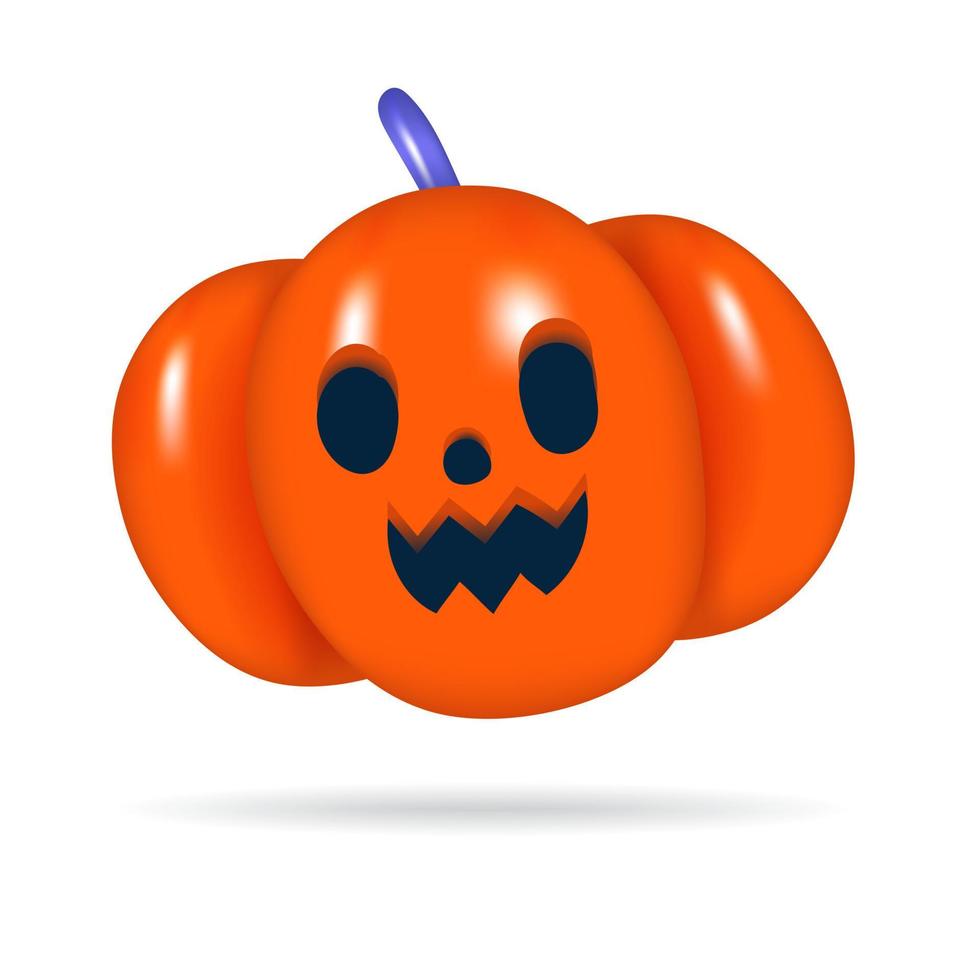 lindo 3d naranja calabaza jack o linterna icono feliz halloween elementos decorativos objetos vacaciones dibujos animados icono truco o trato espeluznante boo ilustración vectorial vector