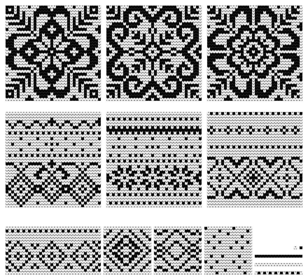 Set of Norwegian Star knitting patterns vector