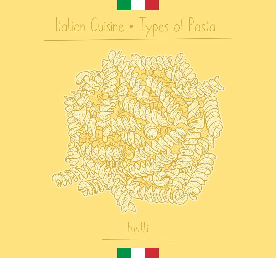 comida italiana pasta en forma helicoidal también conocida como fusilli vector