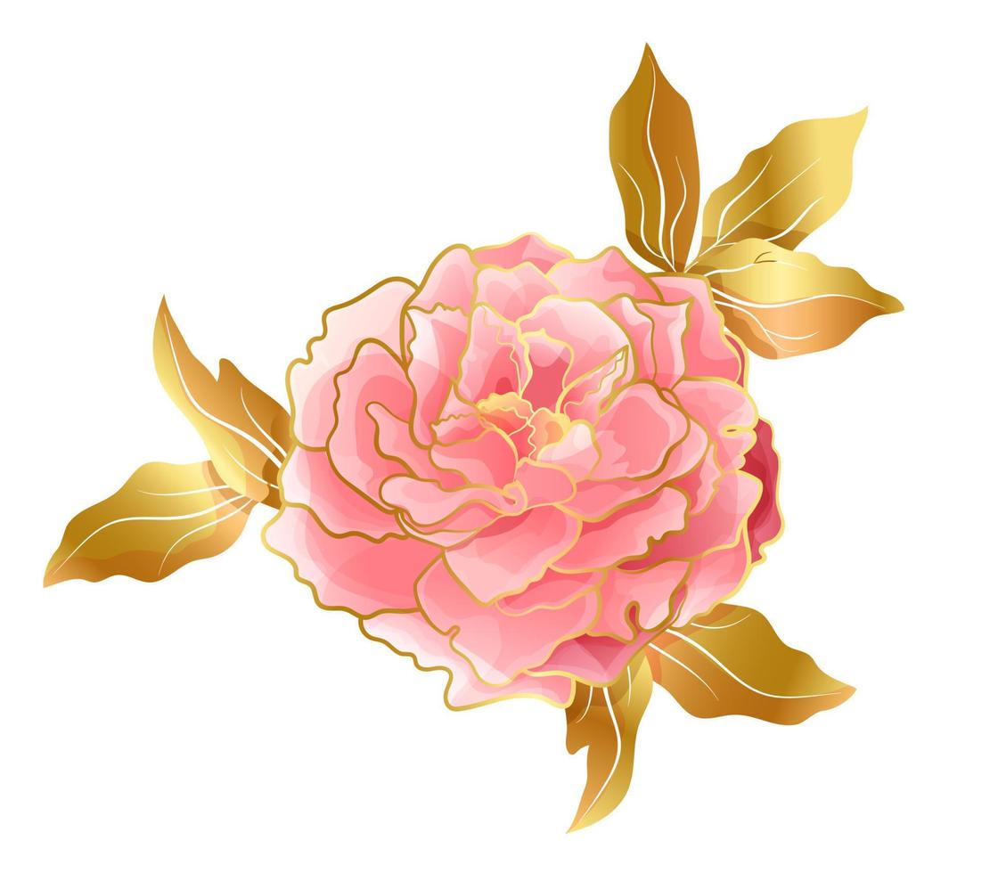 Soft pink peony flower in oriental trend vector