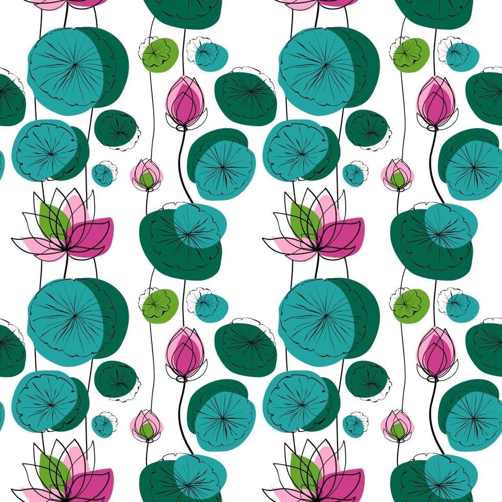 Lotus seamless pattern vector