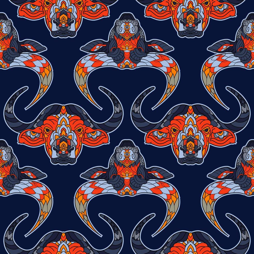 Lunar Year 2021 seamless pattern with bull head vector