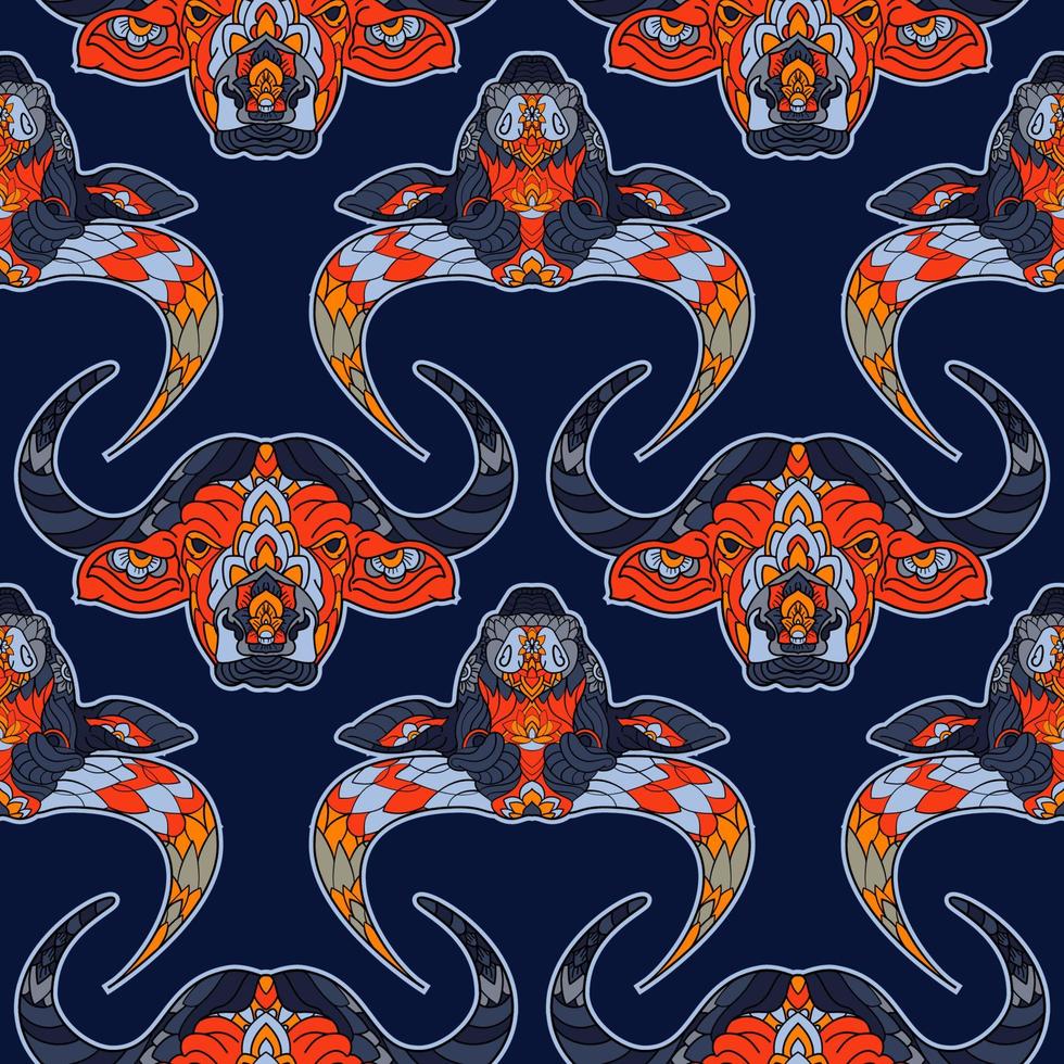 Lunar Year 2021 seamless pattern with bull head vector