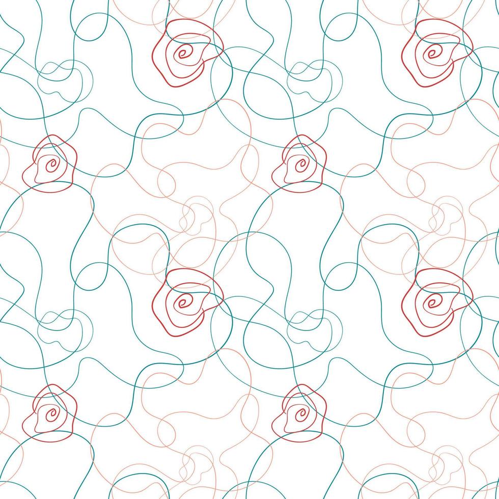 Abstract poppy seamless pattern in line-art trend vector