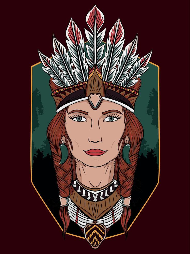 Native american woman vector