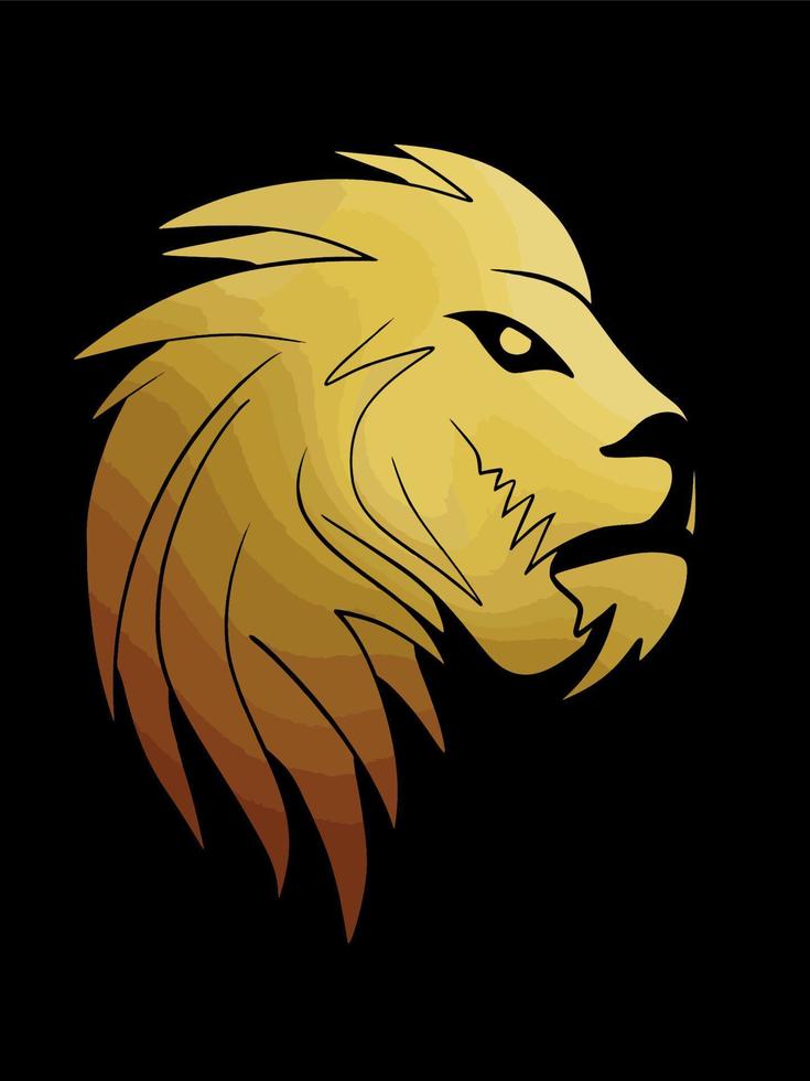 logotipo de la mirada lateral del león dorado vector