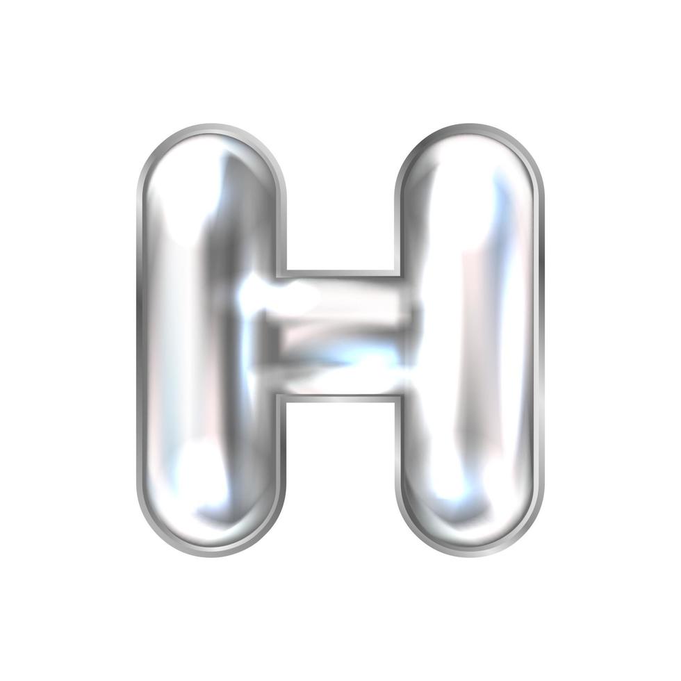 Silver perl foil inflated alphabet symbol, isolated letter H vector