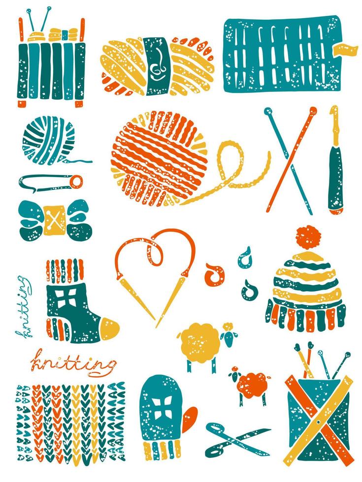 Set of the things for knitting vector