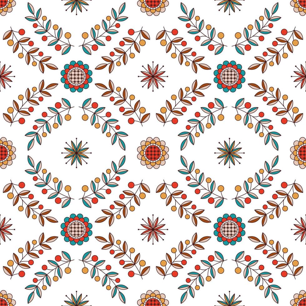 Floral diamond ornament in Hungarian style vector