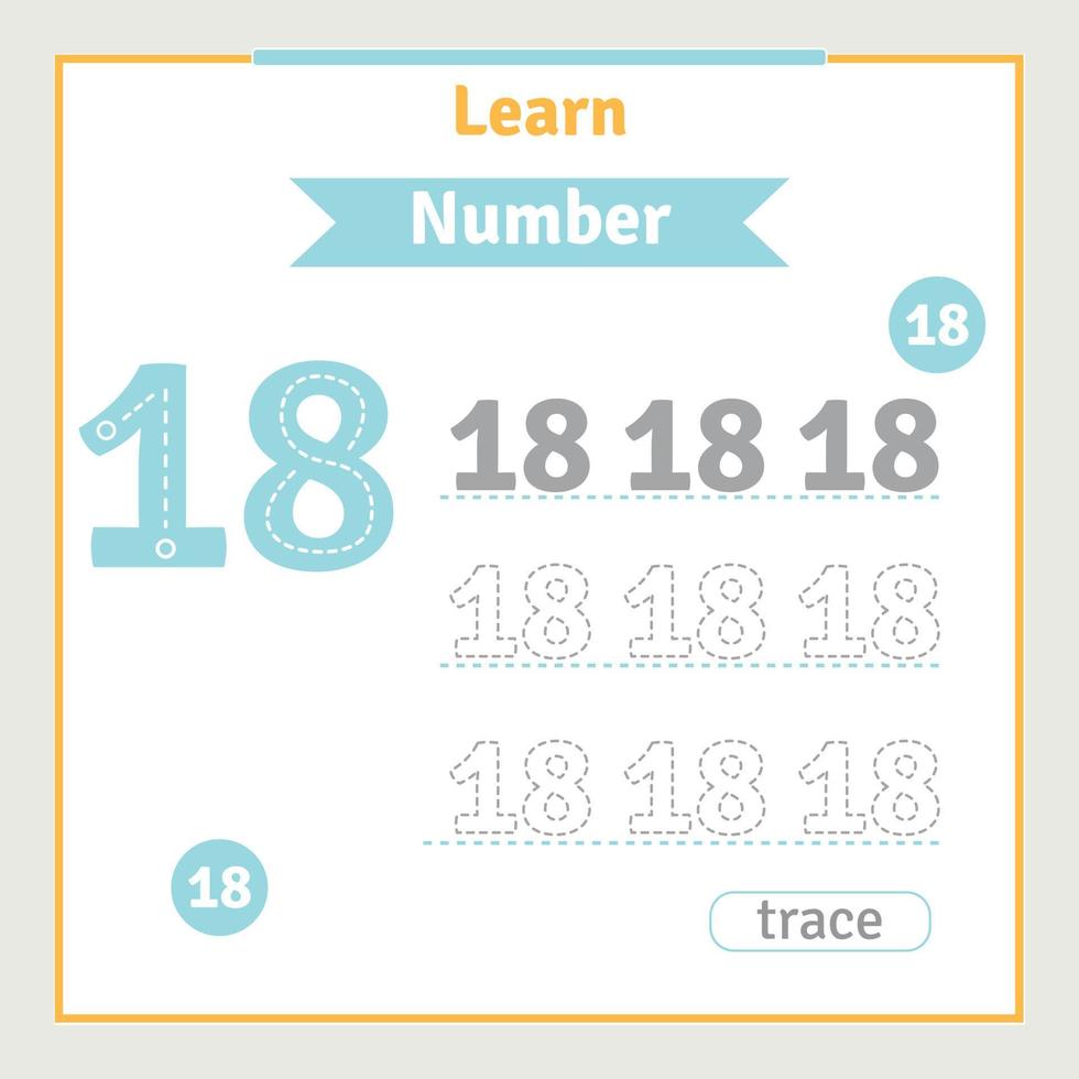 hoja de trabajo de regreso a la escuela para niños con rastreo de números divertido vector ilustración de números preescolares para niños actividad de aprendizaje alfabeto libro para colorear