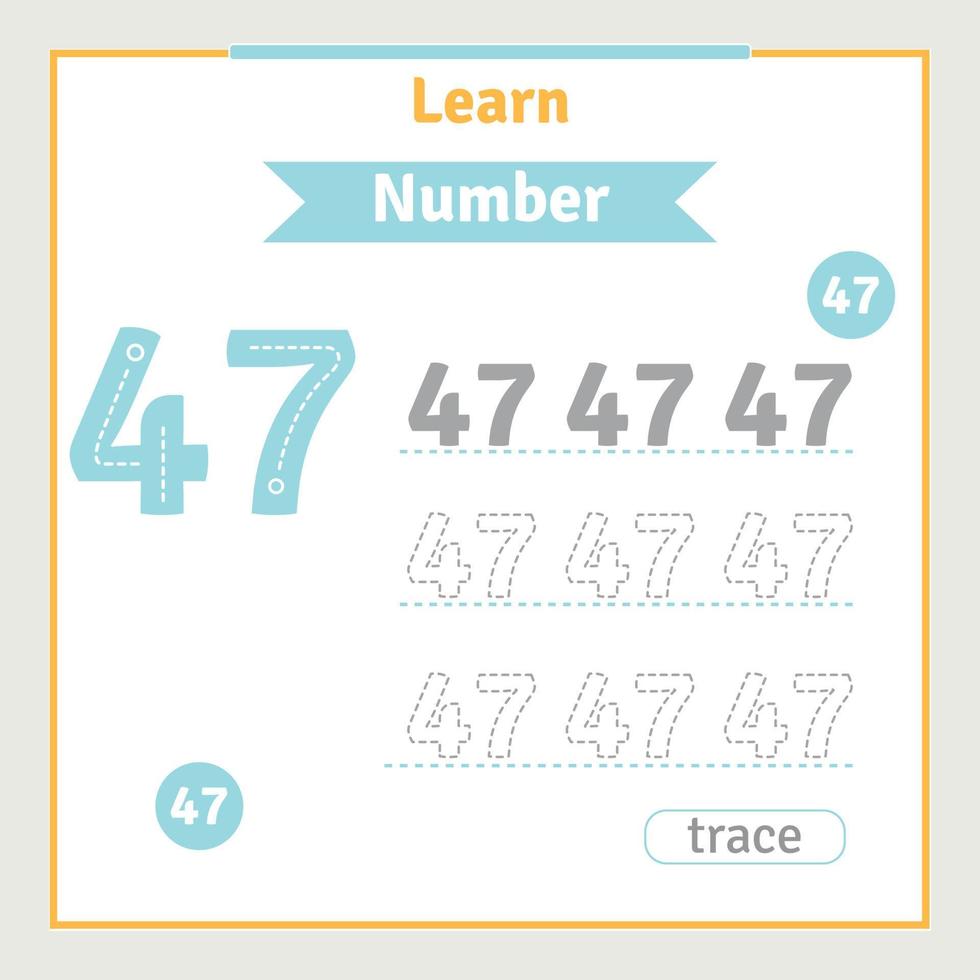 Back to School Worksheet for Kids With Number Tracing Fun Vector Preschool Number Illustration for Kids Learning Activity Alphabet Coloring Book
