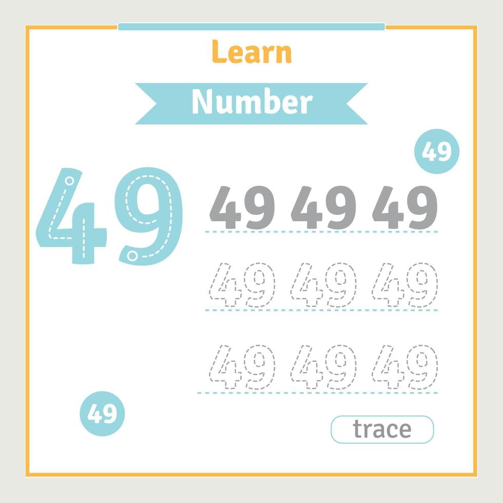 Back to School Worksheet for Kids With Number Tracing Fun Vector Preschool Number Illustration for Kids Learning Activity Alphabet Coloring Book