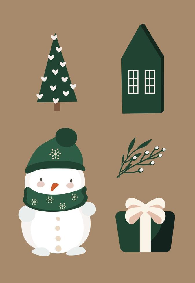 Cute Christmas Animal cards Vector illustration