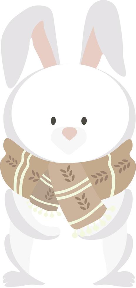 Cute bunny in a scarf Vector illustration on white background