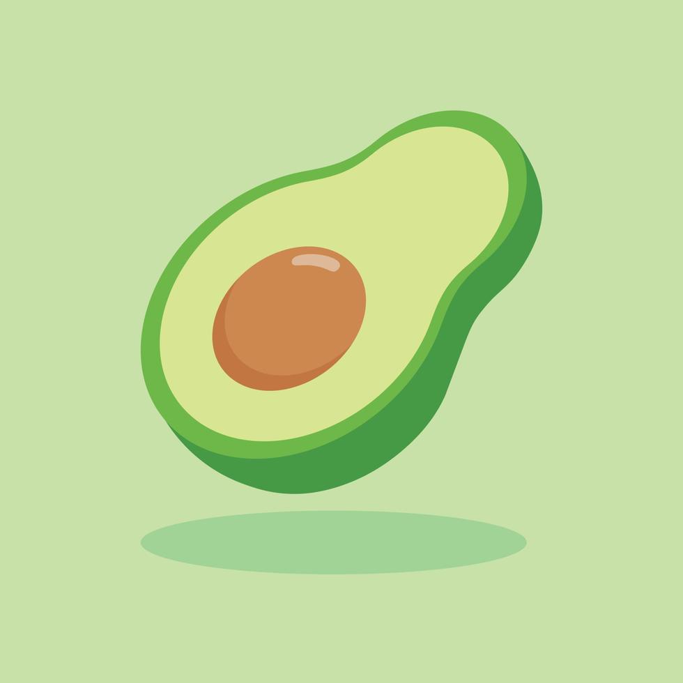 Fresh half avocado isolated on white background. Organic food. Cartoon style. Vector illustration for design
