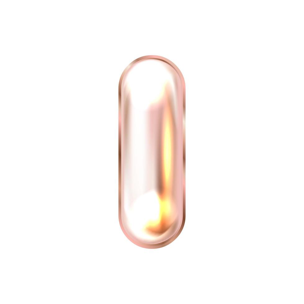 Perl pink foil inflated alphabet symbol, letter I vector