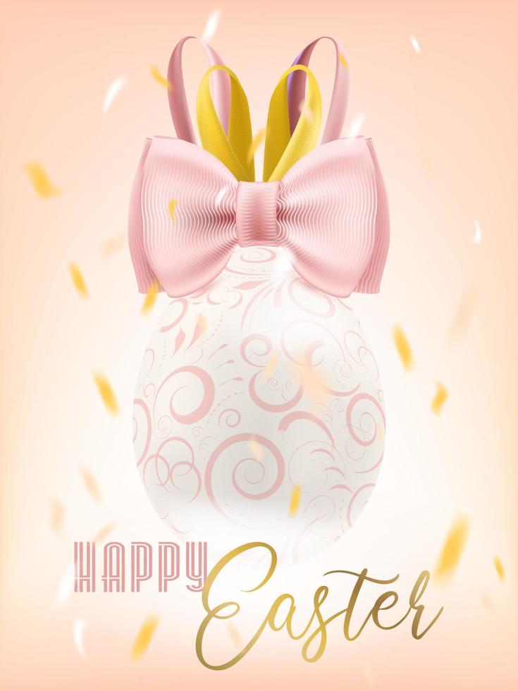 Bunny Bow Easter Egg in the confetti vector
