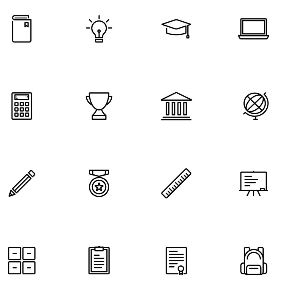 conjunto de icono de línea de educación vector