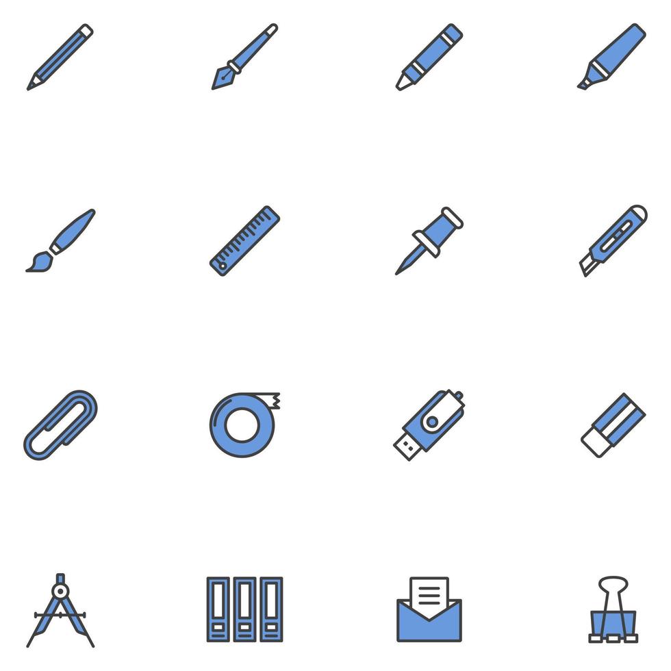 Set of Stationary Filled Line Icon vector