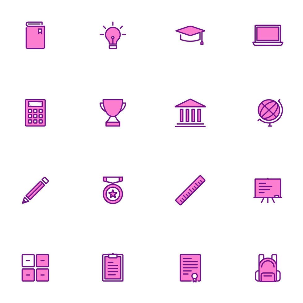 Set of Education Filled Line Icon vector