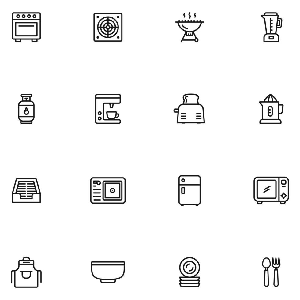 Set of Kitchen Line Icon vector