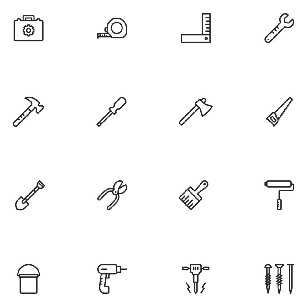 Set of Tools Line Icon vector