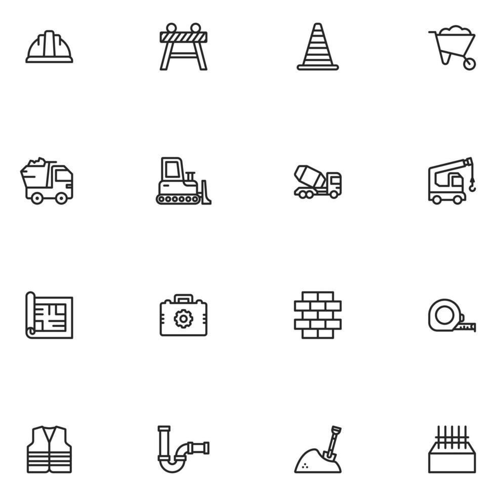 Set of Counstruction Line Icon vector