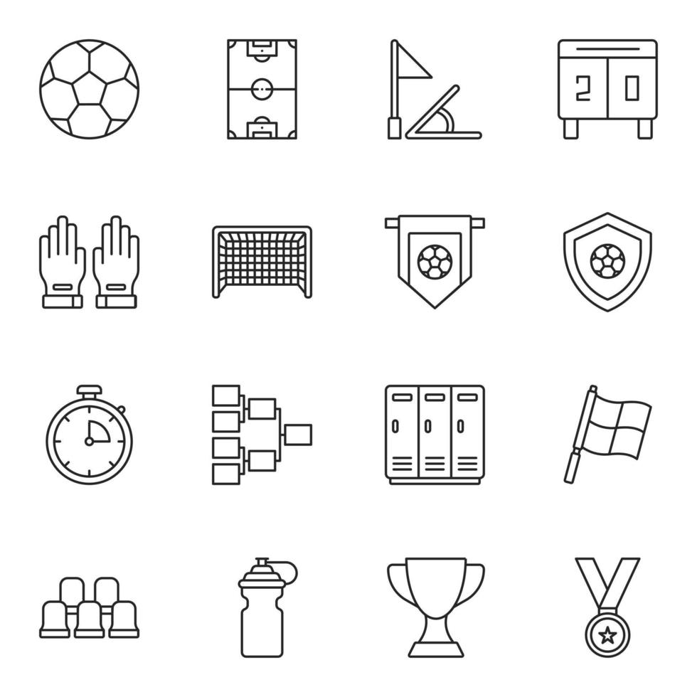 Football Line Icon Set Vector