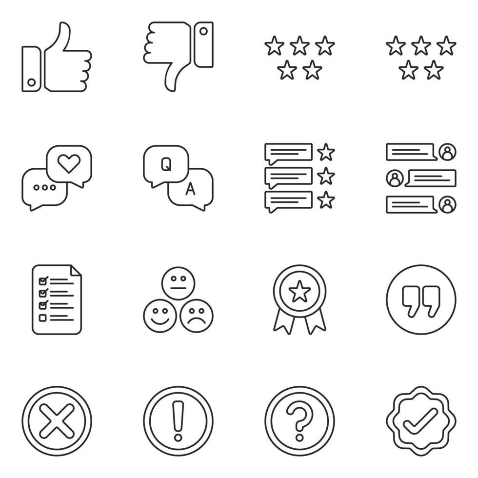 Survey and Feedback Line Icon Set Vector