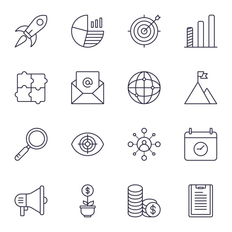 Start Up Line Icon Set Vector
