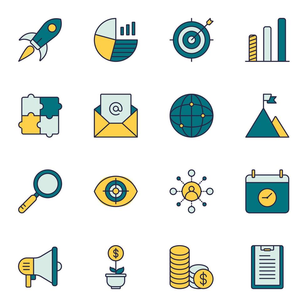 Start Up Filled Line Icon Set Vector