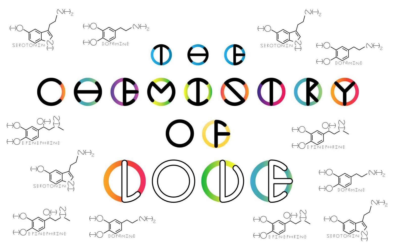 The chemistry of love flat color transition lettering vector