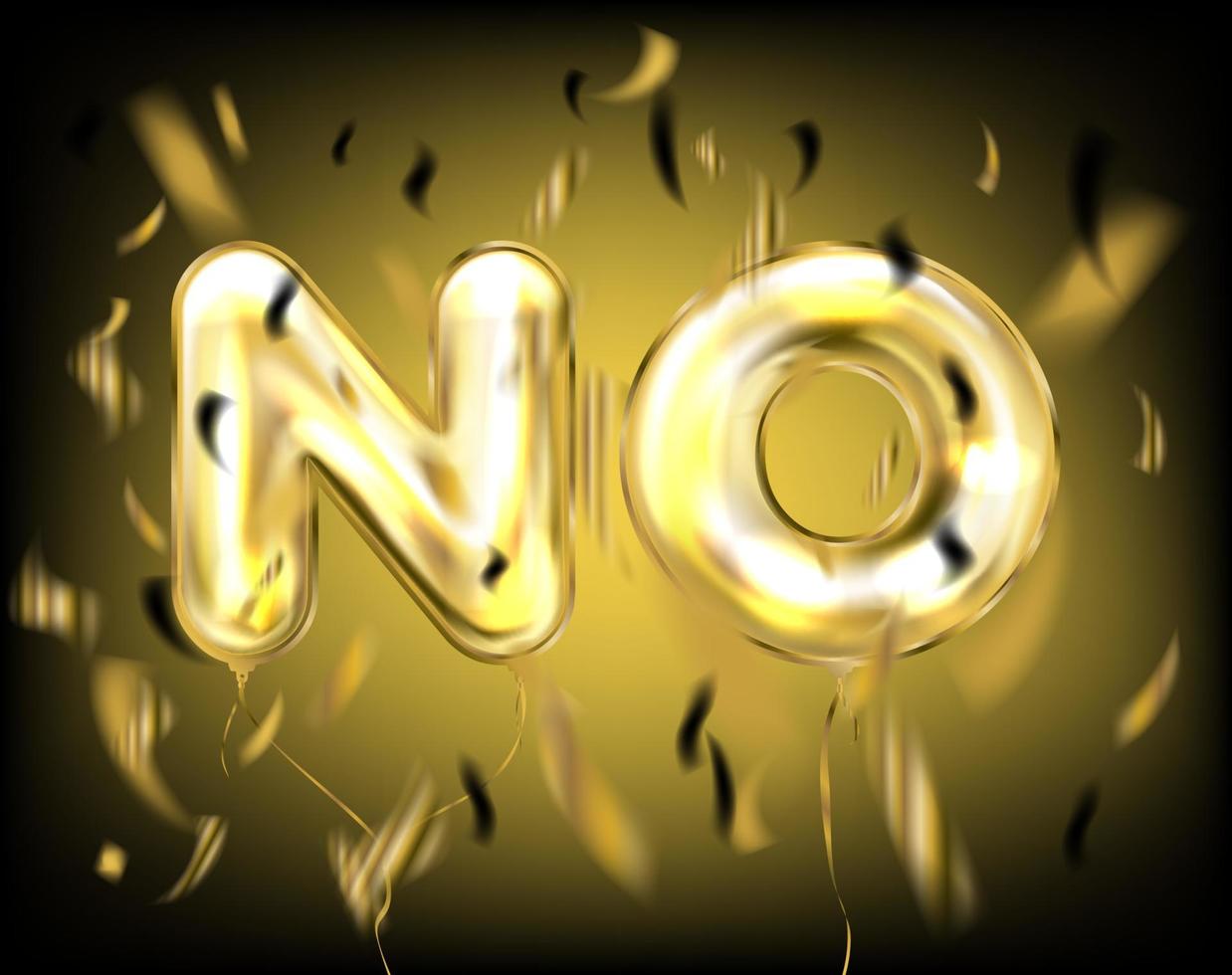 Black No-lettering by foil golden balloons vector