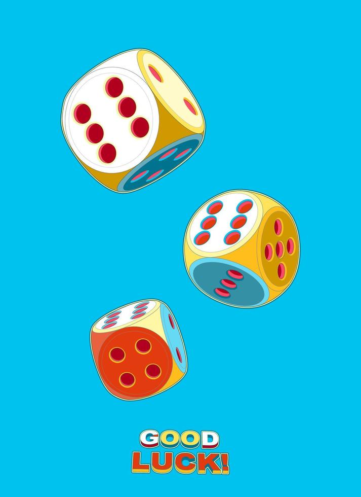 Three Lucky Dice with six vector