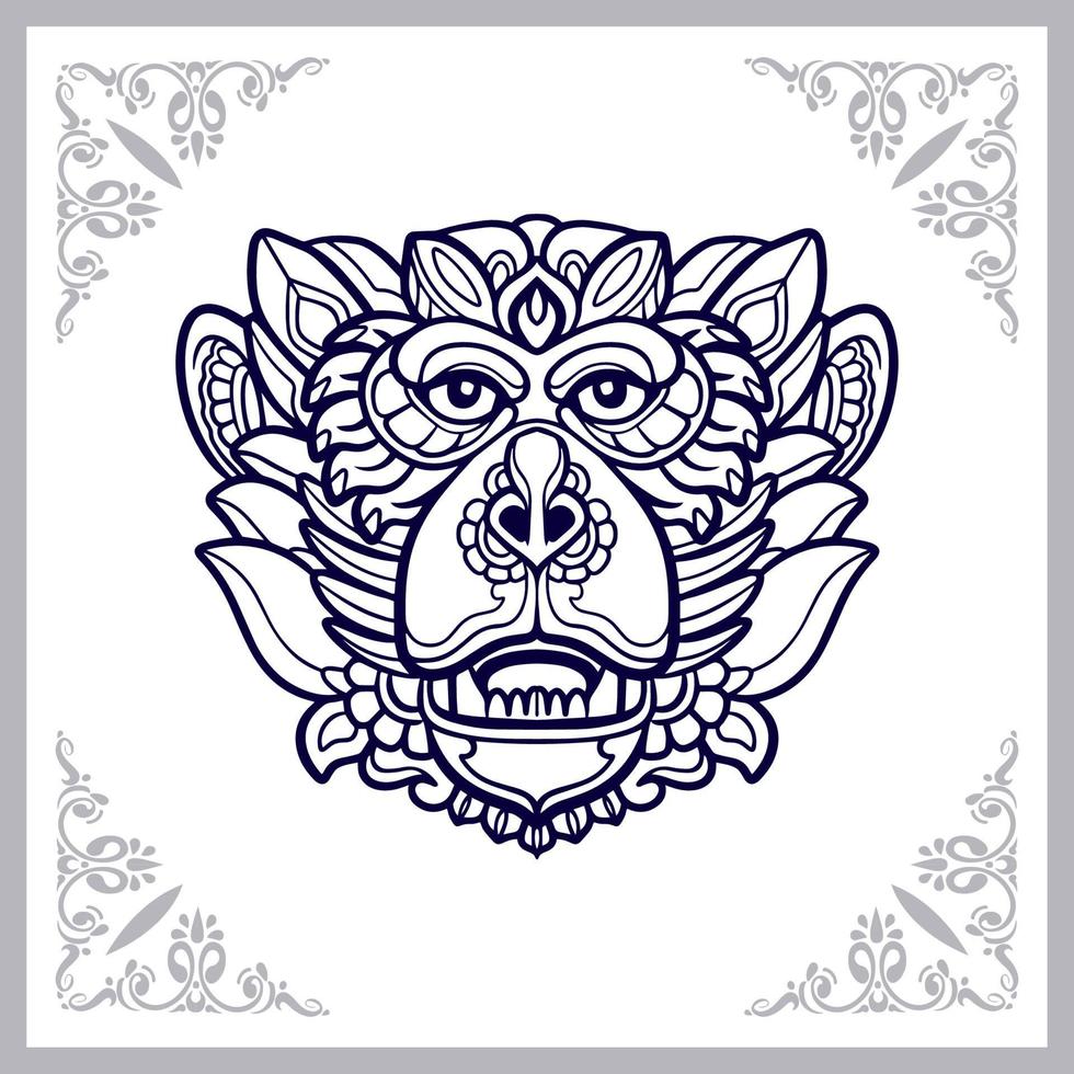 Monkey head mandala arts isolated on white background vector