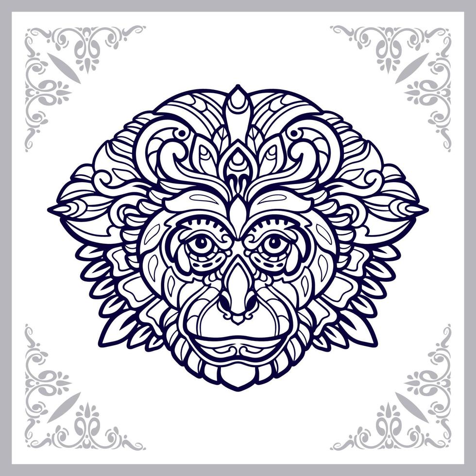 Monkey head mandala arts isolated on white background vector