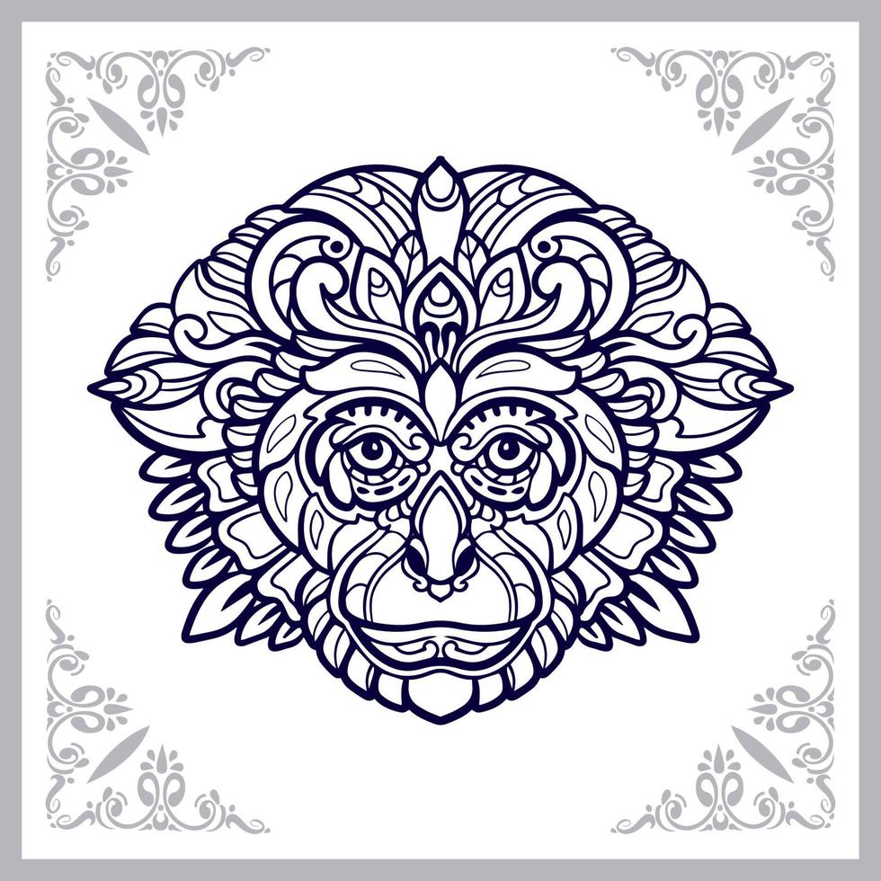 Monkey head mandala arts isolated on white background vector