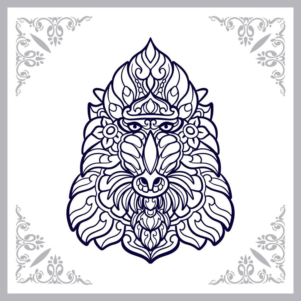 Monkey head mandala arts isolated on white background vector