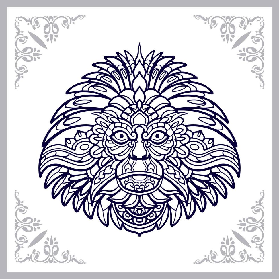 Monkey head mandala arts isolated on white background vector