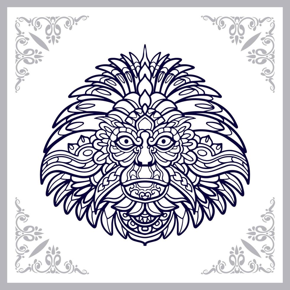 Monkey head mandala arts isolated on white background vector