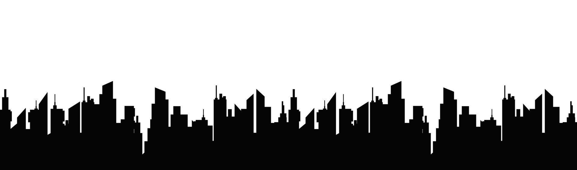 City abstract landscape. Black silhouettes skyscrapers with panorama metropolis on background of white vector sky.